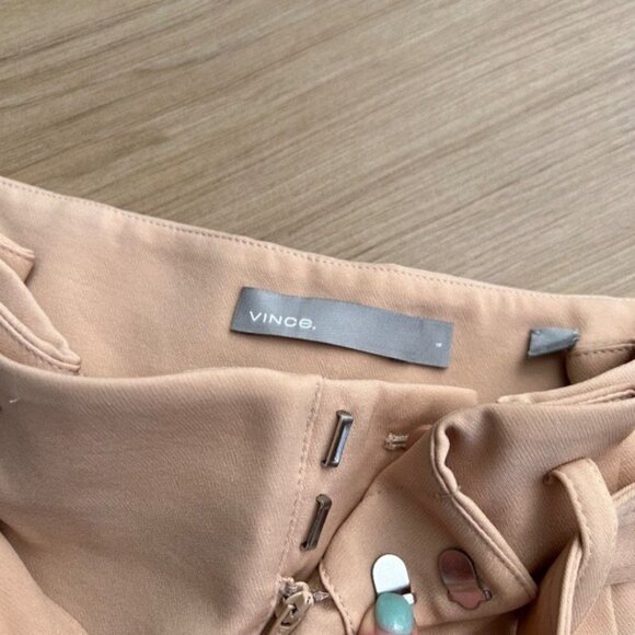 Vince High Rise Belted Paper Bag Shorts Size 6 Praline Beige - Picture 3 of 13